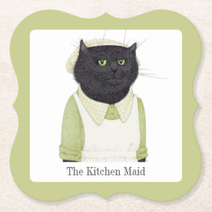 KEUKEN MAID CAT Beugel Papier Onderzetters + Tekst