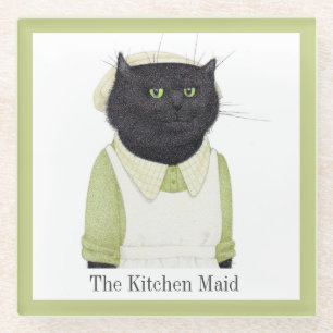 KEUKEN MAID CAT Glas Drink Onderzetter + Tekst