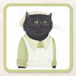 KEUKEN MAID CAT Vierkante Papier Onderzetters
