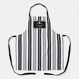 Keuken Master Stars zwart en grijs gestreept schor Schort