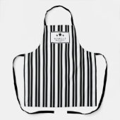 Keuken Meester Zwart en Wit Strepen Schort (Voorkant)