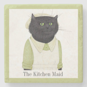 KEUKEN MEID CAT Marmeren Steen Onderzetter + Tekst
