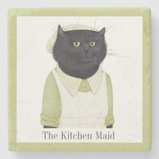 KEUKEN MEID CAT Marmeren Steen Onderzetter + Tekst (Voorkant)