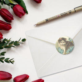 Keuken met blauwe bloemen ronde sticker
