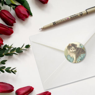 Keuken met blauwe bloemen ronde sticker