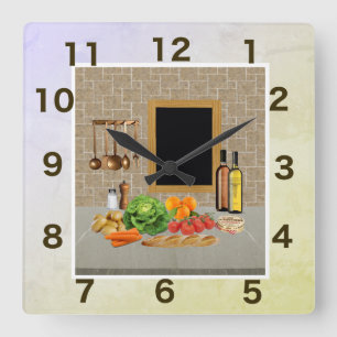 keuken met klokplein vierkante klok