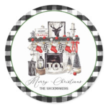 Keuken met rode zwarte en witte kerstvisten