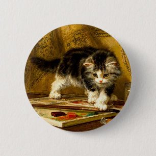 Keuken met verf en penselen ronde button 5,7 cm