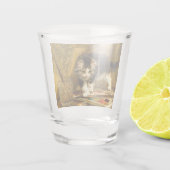 Keuken met verf en penselen shot glas (Achterkant)