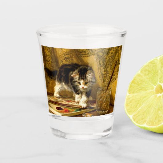 Keuken met verf en penselen shot glas (Voorkant)