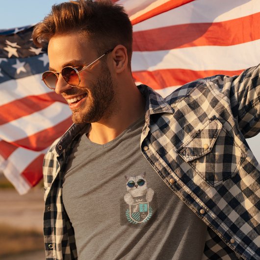 Keuken met zonnebrillen, met dekglaasje met kat en t-shirt