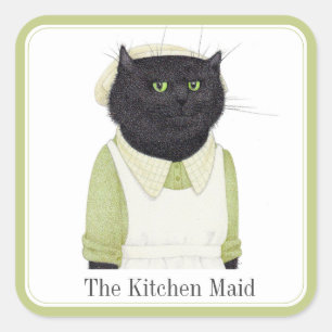 KEUKEN MID CAT Grote Vierkante Stickers + Tekst