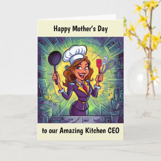 Keuken Moederdag Persoonlijk Kaart (Gele Bloem)