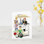  Keuken Notecard w / fornuis en schort Kaart (Gele Bloem)