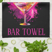 Keuken of Bar Handdoek Roze Cocktail (Gevouwen)