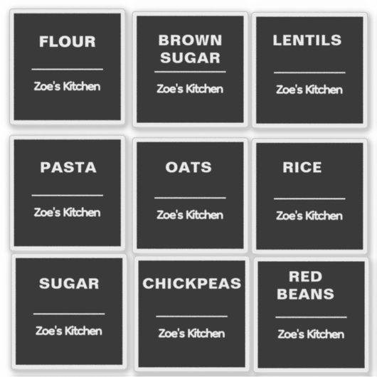 Keuken Organisatie Sticker | Glasopslagetiket (Voorkant)