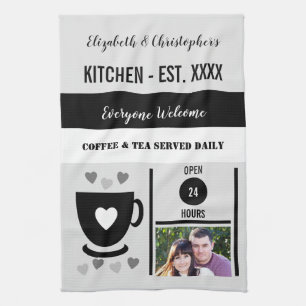 Keuken paar datum koffie foto zwart theedoek