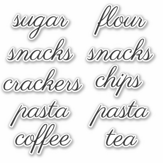 Keuken Pantry Organisatie Script Label Sticker (Voorkant)