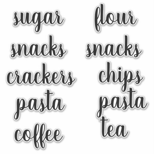 Keuken Pantry Organisatie Script Label Sticker (Voorkant)