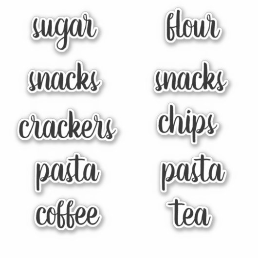 Keuken Pantry Organisatie Script Label Sticker (Voorkant)