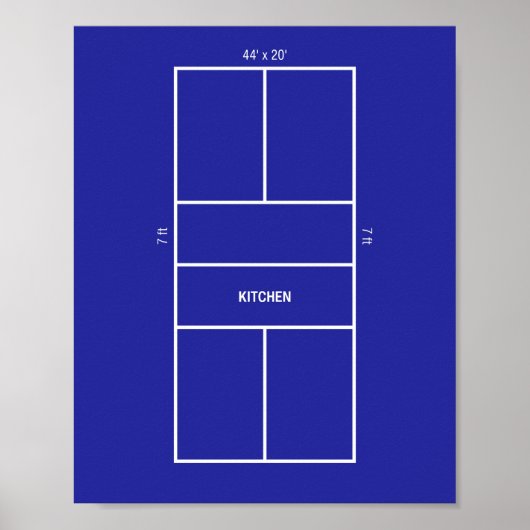 Keuken Pickleballveld Diagram Poster (Voorkant)