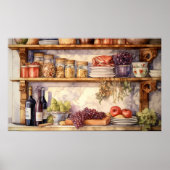  Keuken Plank Wijnflessen Mason Jars Poster (Voorkant)