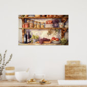  Keuken Plank Wijnflessen Mason Jars Poster (Keuken)