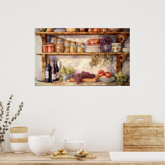  Keuken Plank Wijnflessen Mason Jars Poster (Keuken)
