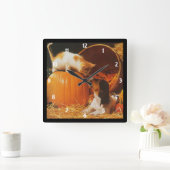 Keuken, pompoen en puppy Wall-klok Vierkante Klok (Huis)