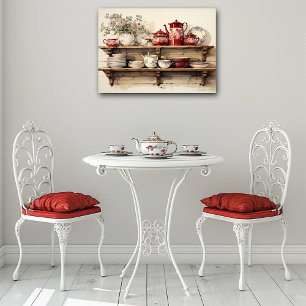 keuken rode koffiepot Sugar Creamer Poster