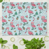 keuken  roze flamingos theedoek (Gevouwen)
