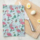 keuken  roze flamingos theedoek (Quarter Fold)