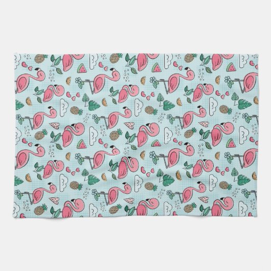 keuken roze flamingos theedoek (Horizontaal)