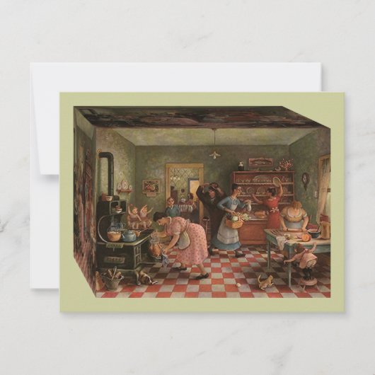  keuken-scène ~ Familie reünuitnodiging Kaart (Voorkant)