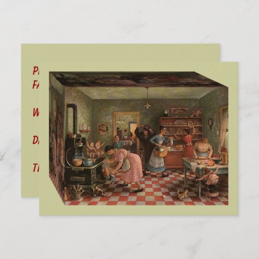  keuken-scène ~ Familie reünuitnodiging Kaart (Voorkant / Achterkant)