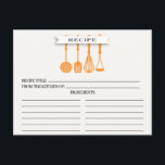Keuken Sinaasappel gereedschap Vrijgezellenfeest R Briefkaart<br><div class="desc">Moderne Vrijgezellenfeest keukengerei Recipe-kaarten met een tangerine oranje spleet, spatel, whisky en masher met een stijlvolle banner die de tekst "recept" op een witte achtergrond laat zien. De voorkant van onze recept-kaart biedt ruimte voor een recept-titel, uit de keuken en de ruimte voor ingrediënten. Draai onze recept-kaart om naar de...</div>