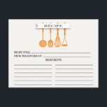Keuken Sinaasappel gereedschap Vrijgezellenfeest R Briefkaart<br><div class="desc">Moderne Vrijgezellenfeest keukengerei Recipe-kaarten met een tangerine oranje spleet, spatel, whisky en masher met een stijlvolle banner die de tekst "recept" op een witte achtergrond laat zien. De voorkant van onze recept-kaart biedt ruimte voor een recept-titel, uit de keuken en de ruimte voor ingrediënten. Draai onze recept-kaart om naar de...</div>