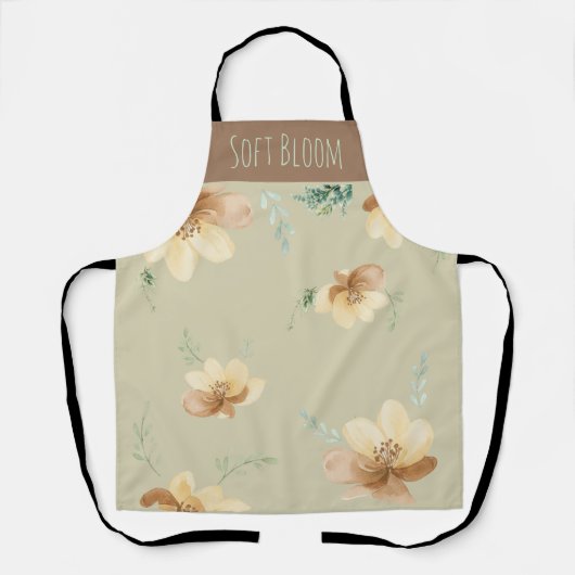 Keuken "Soft Bloom" Bloemen Waterverf Tuinieren Schort (Voorkant)