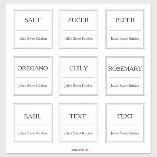 Keuken Spice Jar Label Custom-cut Vinyl Stickers (Vel)
