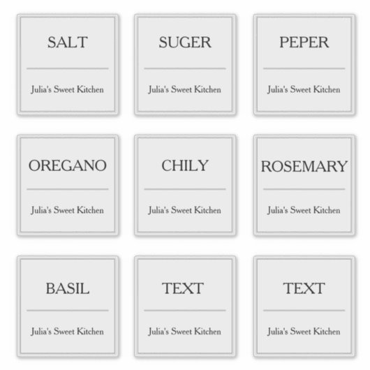 Keuken Spice Jar Label Custom-cut Vinyl Stickers (Voorkant)