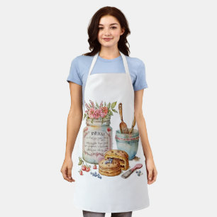  keuken Stilleven met bloemen en gebakken Schort