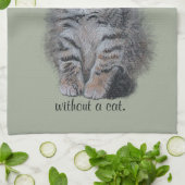 Keuken tabby art: "Het is geen thuis zonder kat" Theedoek (Gevouwen)