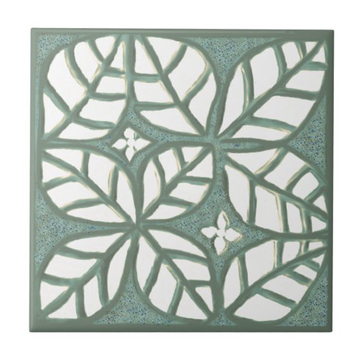 Keuken tegel, Groen en wit Ovaalblad Tegeltje (Voorkant)