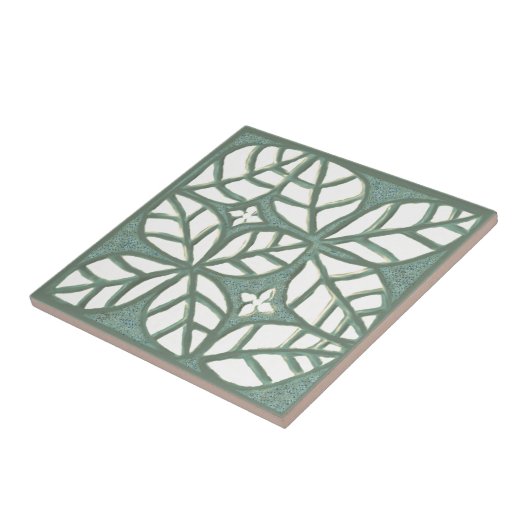 Keuken tegel, Groen en wit Ovaalblad Tegeltje (Zijkant)