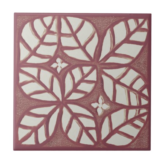 Keuken tegel, Roos Rood en wit blad Tegeltje (Voorkant)