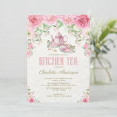  Keuken Thee Roze Bloemen Rozen Douche Kaart (Staand voorkant)