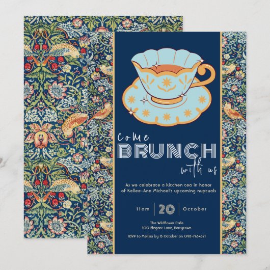 Keuken Thee William Morris stijl uitnodiging (Voorkant / Achterkant)