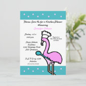 Keuken thema bruidsdouche uitnodiging — Flamingo (Staand voorkant)