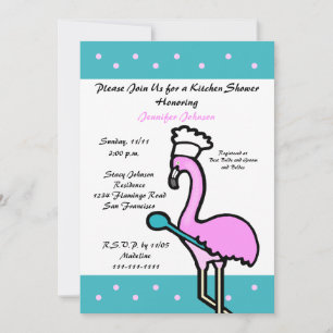 Keuken thema bruidsdouche uitnodiging — Flamingo