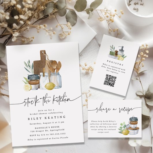 Keuken-thema Vrijgezellenfeest register QR-code Informatiekaartje